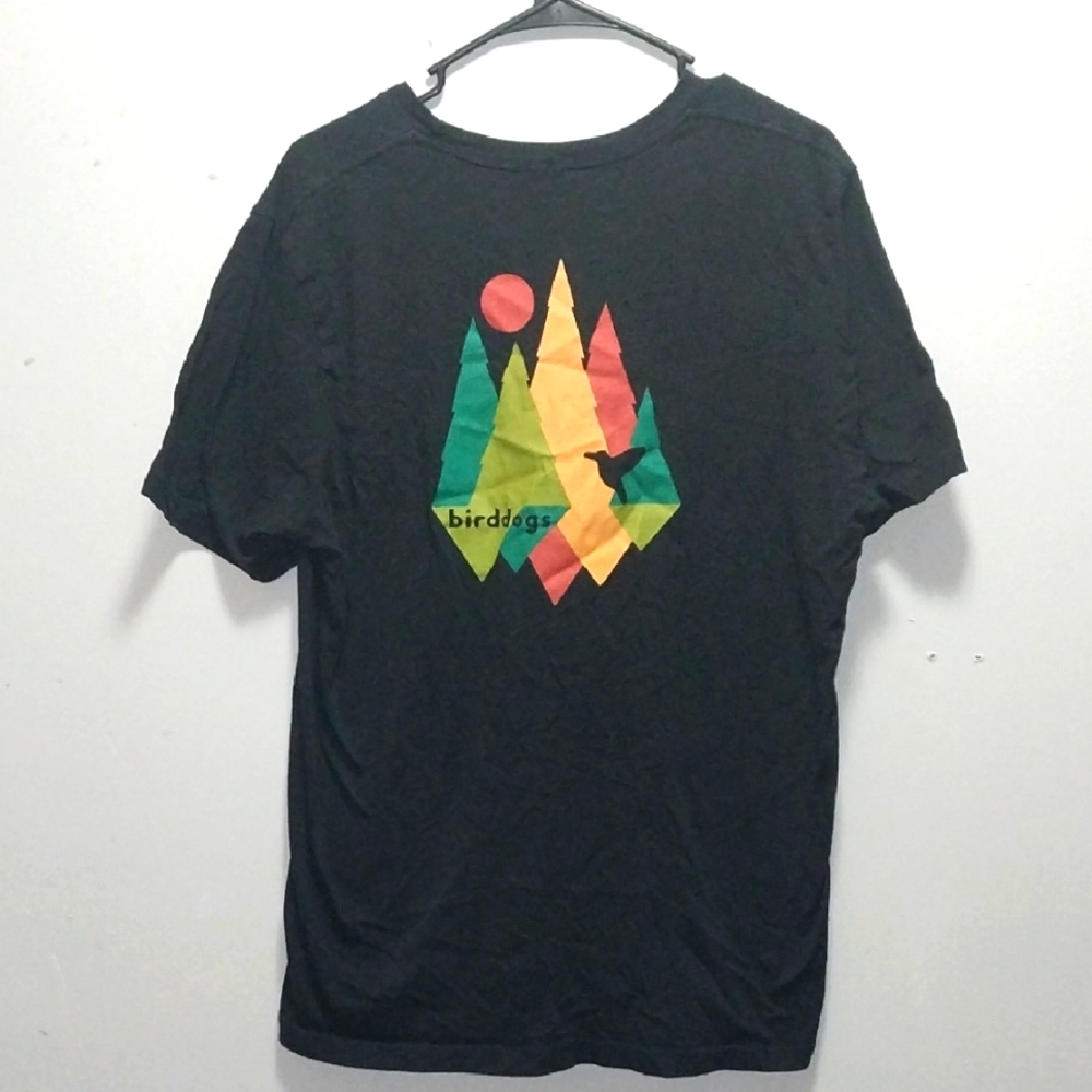 Birddogs Black and Red Short Sleeve Tee with Geometric Design Large